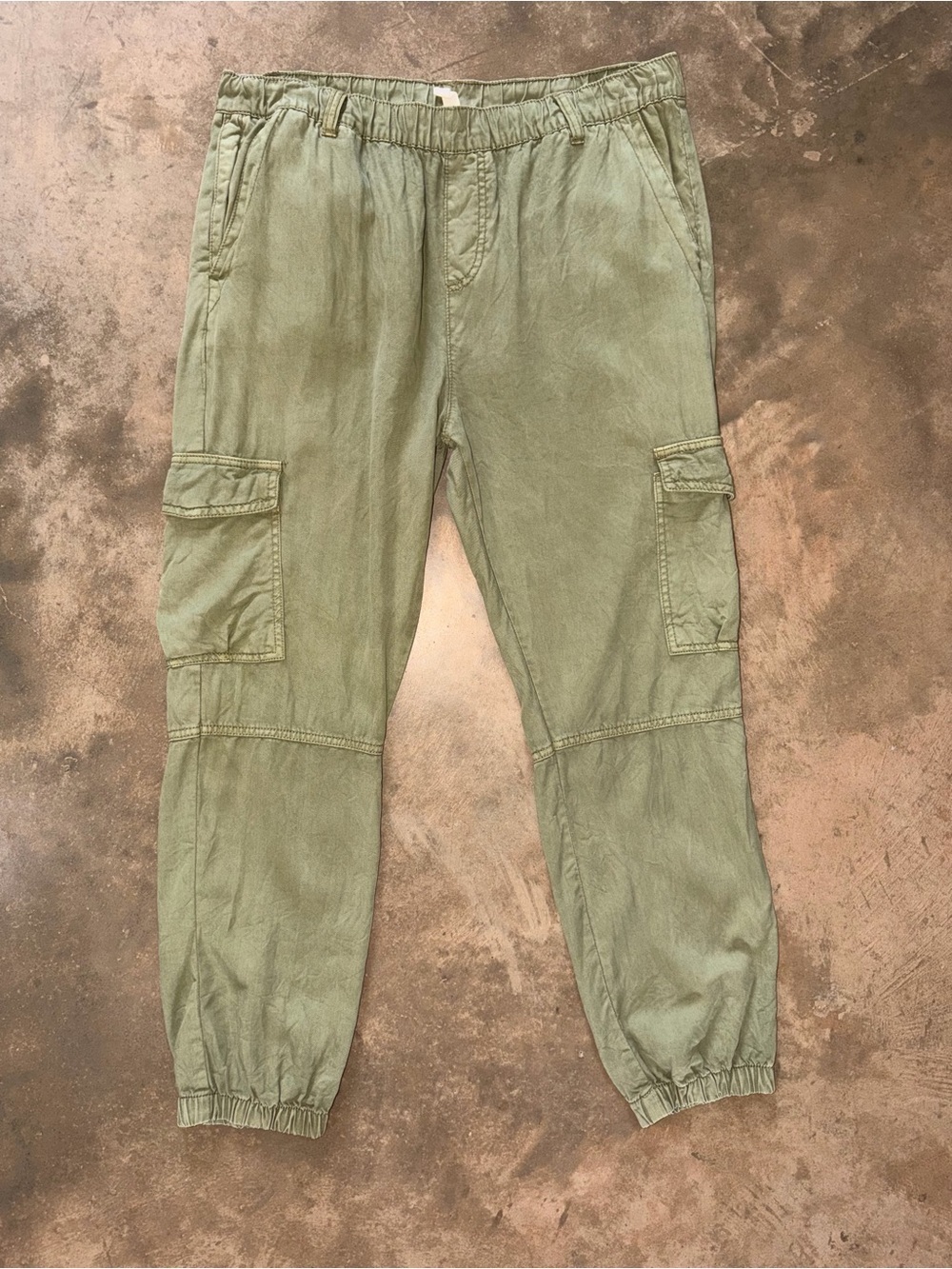 Elan 100% Tencel Olive Utility Cargo Jogger Pants Relaxed Fit M